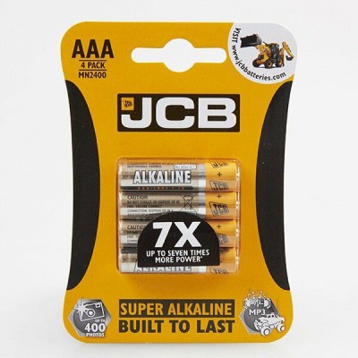 JCB AAA Super Alkaline Batteries 4 Pack