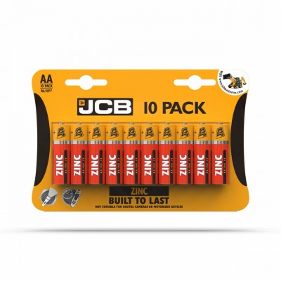 JCB Zinc AA Battery 10 Pack