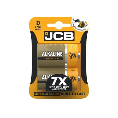 JCB Super Alkaline D Battery 2 Pack