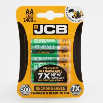 JCB AA 2400mAh Rechargeable Batteries 4 Pack