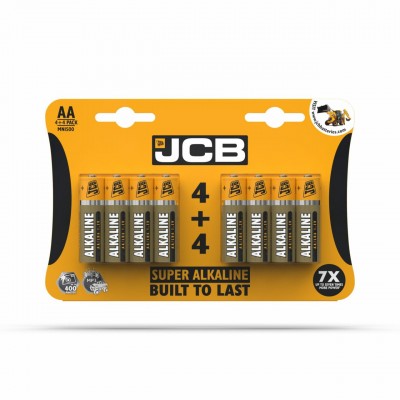 JCB Super Alkaline AA Battery 4+4 Pack