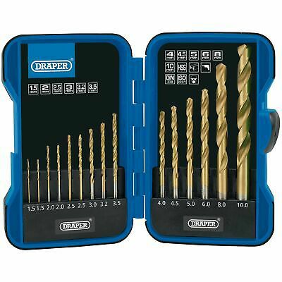 Draper 15 Piece Titanium Nitride Coated HSS Drill Bit Set Draper 15 Piece Titanium Nitride Coated HSS Drill Bit Set