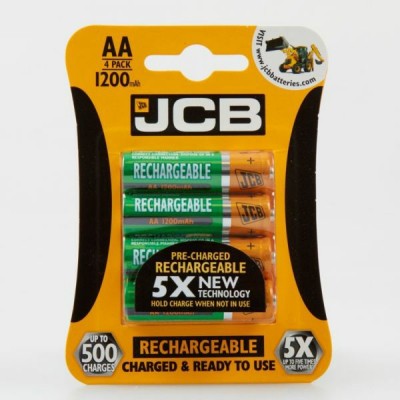 JCB AA 1200mAh Rechargeable Batteries 4 Pack
