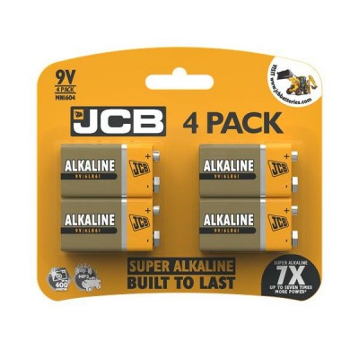 JCB Super Alkaline 9V Battery 4 Pack