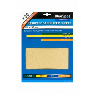 BlueSpot 30 PCE Assorted Sandpaper Sheets