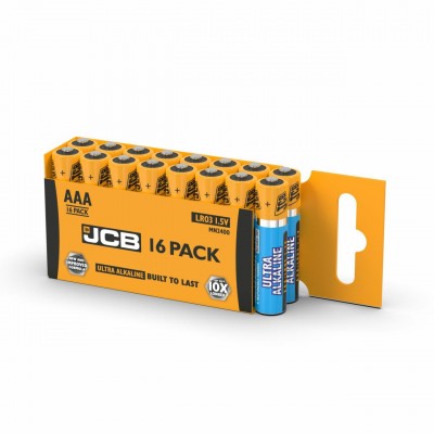 JCB Ultra Alkaline AAA Battery 16 Pack
