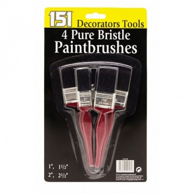 151 Decorators Tools 4 Piece Pure Bristle Paint Brush Set