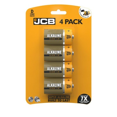 JCB Super Alkaline D Battery 4 Pack